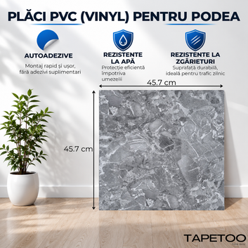 Комплект 24 бр. самозалепващи PVC подови плочки в стил мрамор - КОД: ALM 2-5