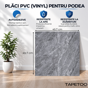 Комплект 24 бр. самозалепващи PVC подови плочки в стил мрамор - КОД: ALM 2-2