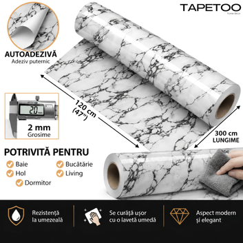 Rola Autoadeziva Imitatie Marmura 2mm - COD: V0606-6 - 120x300cm(3.6mp)