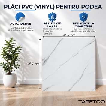 Комплект 24 бр. самозалепващи PVC подови плочки в стил мрамор - КОД: ALM 2-9, 45,6 x 45,6 см