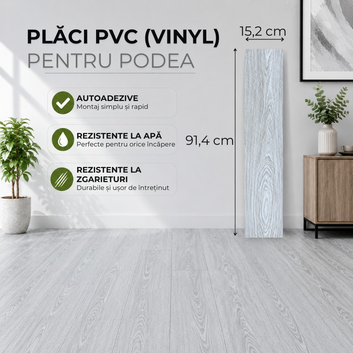Set 36 x Placi PVC Podea Autoadezive - Cod: V0605-30 - 15x91 cm