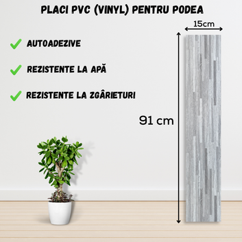 Set 36 x Placi PVC Podea Autoadezive - Cod: V0606-15 - 15x91 cm