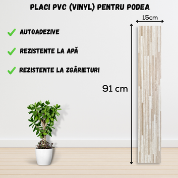 Set 36 x Placi PVC Podea Autoadezive - Cod: 7373 - 9 - 15x91 cm