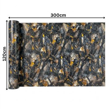 Rola Autoadeziva Imitatie Marmura Mozaic Albastru Inchis cu Accente Aurii, 2mm, 120x300cm, 3.6mp, Cod 605-3