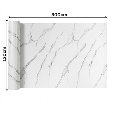 Rola Autoadeziva Imitatie Marmura Alba cu Nervuri Gri, 2mm, 120x300cm, 3.6mp, Cod 606-11