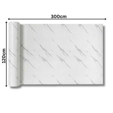 Rola Autoadeziva Imitatie Marmura Alba cu Linii Fine Gri, 2mm, 120x300cm, 3.6mp, Cod 606-41