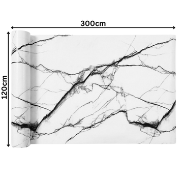 Rola Autoadeziva Imitatie Marmura Alba cu Nervuri Negre, 2mm, 120x300cm, 3.6mp, Cod 606-43