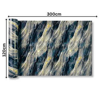Rola Autoadeziva Imitatie Marmura Albastra cu Gri si Auriu, 2mm, 120x300cm, 3.6mp, Cod 606-44