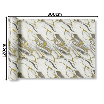 Rola Autoadeziva Imitatie Marmura Alba si Gri cu Auriu, 2mm, 120x300cm, 3.6mp, Cod 606-47