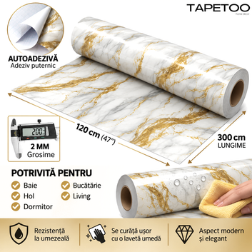 Rola Autoadeziva Imitatie Marmura 2mm - COD: V0601-5 - 120x300cm(3.6mp)