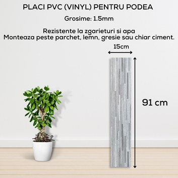 Set 36 x Placi PVC Podea Autoadezive - Cod: 7373 - 10 - 15x91 cm