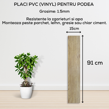 Set 36 x Placi PVC Podea Autoadezive - Cod: 7373 - 12 - 15x91 cm