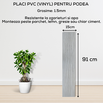 Set 36 x Placi PVC Podea Autoadezive - Cod: 7373 - 2 - 15x91 cm