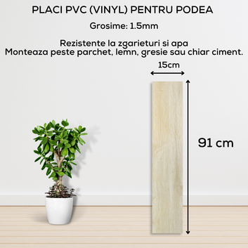 Set 36 x Placi PVC Podea Autoadezive - Cod: 7373 - 4 - 15x91 cm