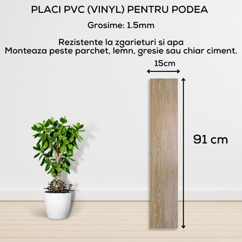 Set 36 x Placi PVC Podea Autoadezive - Cod: 7373 - 7 - 15x91 cm
