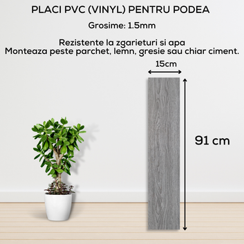Set 36 x Placi PVC Podea Autoadezive - Cod: 7373 - 8 - 15x91 cm