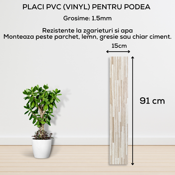 Set 36 x Placi PVC Podea Autoadezive - Cod: 7373 - 9 - 15x91 cm