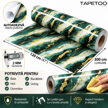 Rola Autoadeziva Imitatie Marmura 2mm - COD: V0601-9 - 120x300cm(3.6mp)