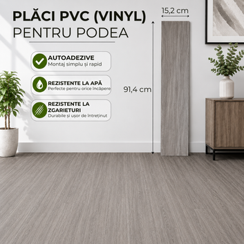 Set 36 x Placi PVC Podea Autoadezive - Cod: V0606-18 - 15x91 cm