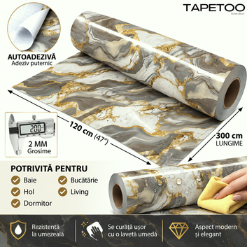 Rola Autoadeziva Imitatie Marmura 2mm - COD: V0606-35 - 120x300cm(3.6mp)