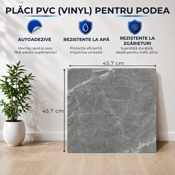 Set 24 x Placi PVC Podea Autoadezive stil Marmura - Cod: V0602-31, 45.6 x 45.6cm