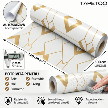Rola Autoadeziva Imitatie Marmura 2mm - COD: V0601-8 - 120x300cm(3.6mp)
