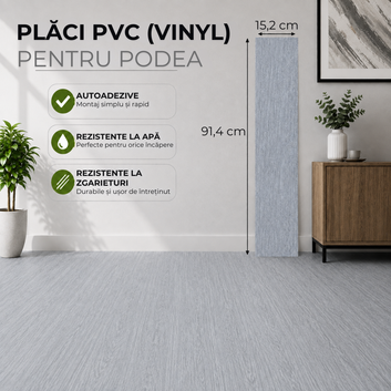 Set 36 x Placi PVC Podea Autoadezive - Cod: V0602-28 - 15x91 cm