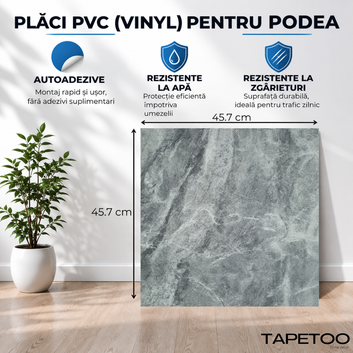 Комплект 24 бр. самозалепващи PVC подови плочки в стил мрамор - КОД: ALM 2-8