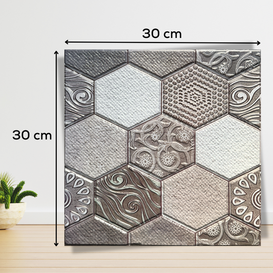 10 x Placi Relief 3D (30x30cm) cu Imitatie Marmura Hexagonala Cod: 129744