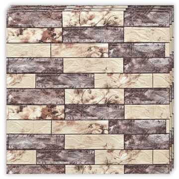 10 x Placi Tapet 3D - 70 X 77 Cm " Caramida maro deschis & crem " 3mm ( COD: 100 )