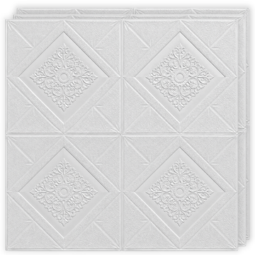 10 x Placi Tavan 3D - 69 X 69 Cm "Romb Alb" 2mm ( COD: 76- Alb  )