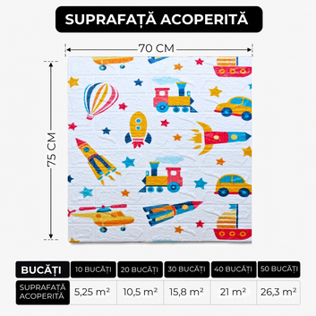 10 x Placi Tapet 3D  70 X 75 Cm "Baby room - jucarii " , Cod 22, 5mm