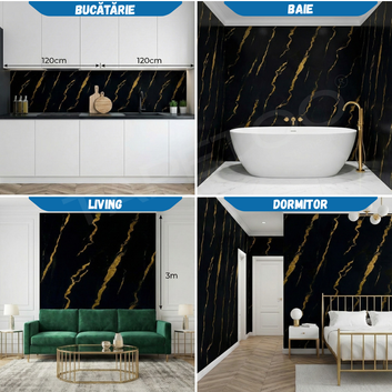 Rola Autoadeziva Imitatie Marmura 2mm - COD: V0601-11 - 120x300cm(3.6mp)