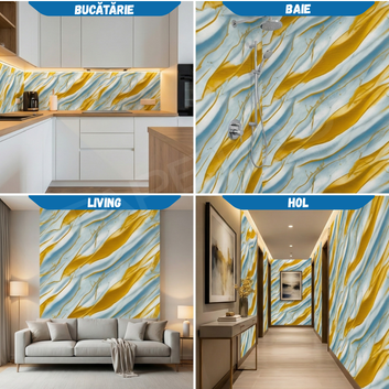 Rola Autoadeziva Imitatie Marmura 2mm - COD: V0601-1 - 120x300cm(3.6mp)