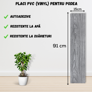 Set 36 x Placi PVC Podea Autoadezive - Cod: V0601-48 - 15x91 cm