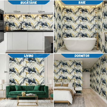 Rola Autoadeziva Imitatie Marmura 2mm - COD: V0601-7 - 120x300cm(3.6mp)