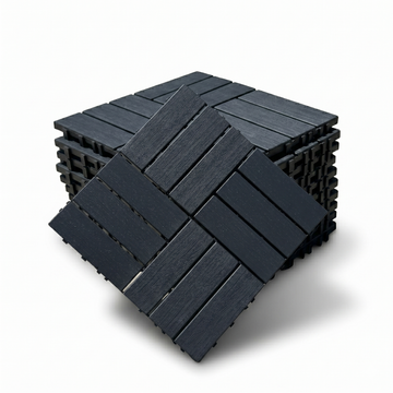 Set 44 bucăți plăci pentru terasa sau balcon interconectabile, PVC, gri inchis, 30x30cm, 3.96mp, COD: V0602-23