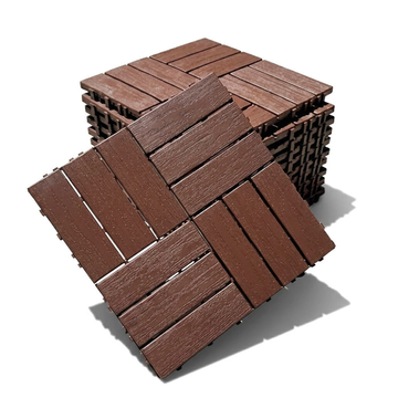 Set 44 bucăți plăci pentru terasa sau balcon interconectabile, PVC, maro inchis, 30x30cm, 3.96mp, COD: V0602-24