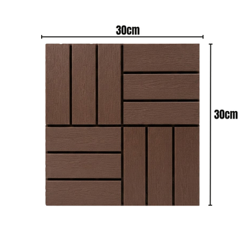 Set 44 bucăți plăci pentru terasa sau balcon interconectabile, PVC, maro inchis, 30x30cm, 3.96mp, COD: V0602-24
