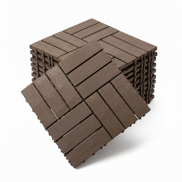 Set 44 bucăți plăci pentru terasa sau balcon interconectabile, PVC, maro deschis, 30x30cm, 3.96mp, COD: V0605-13