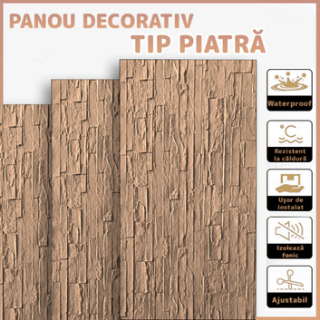 Panouri Decorative cu Aspect de Piatră Texturată, 60x120cm, COD: V0605-35