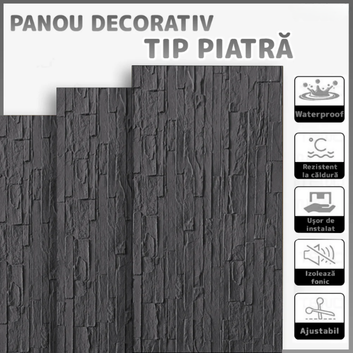 Panouri Decorative cu Aspect de Piatră Texturată, 60x120cm, COD: V0605-36