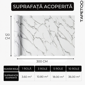 Rola Autoadeziva Imitatie Marmura 2mm - COD: V0601-12 - 120x300cm(3.6mp)