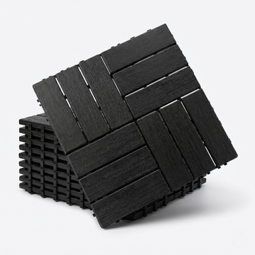 Set 44 bucăți plăci pentru terasa sau balcon interconectabile, PVC, negru, 30x30cm, 3.96mp, COD: V0606-50