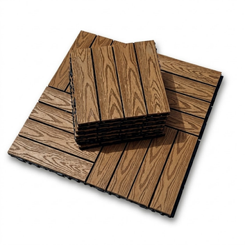 Set 11 bucăți plăci pentru terasa sau balcon interconectabile, WPC, culoarea lemnului, 30x30cm, 1mp, COD: V0606-52