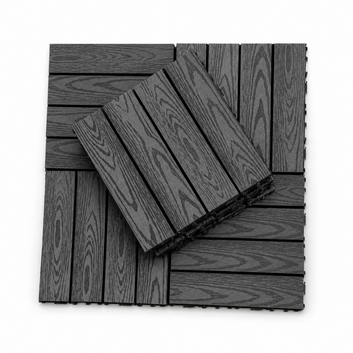 Set 11 bucăți plăci pentru terasa sau balcon interconectabile, WPC, gri inchis, 30x30cm, 1mp, COD: V0606-53
