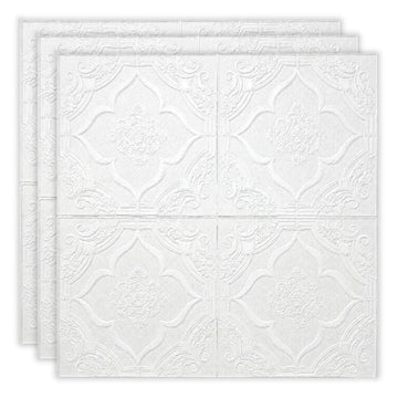 10 x Placi Tavan 3D - 70 X 70 Cm "Flori Albe" 2mm ( COD: 10 )