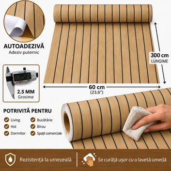 Самозалепваща 3D ролка с рифелован ефект 2,5мм - КОД: V0601-17 - 60x300см (1,8 кв. м)