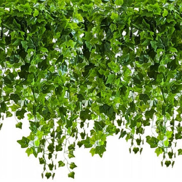 Set 12 ghirlande decorative iedera artificiala, 81 Frunze/Ghirlanda, Inaltime 2.1m, Plastic, Verde