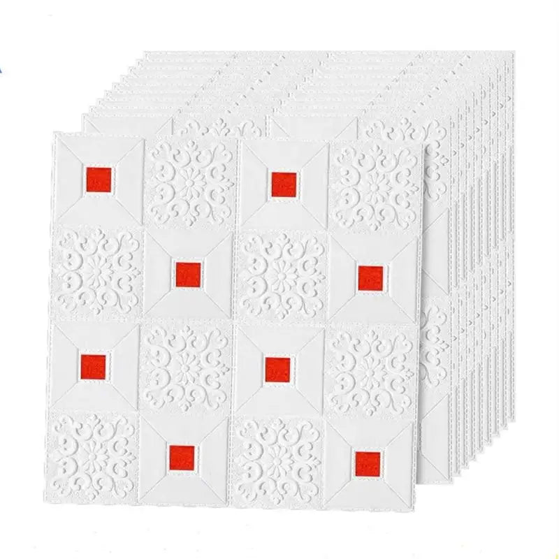 10 x Placi Tavan 3D - 70 X 70 Cm "Patratele Rosii" 3mm ( COD: 73-rosu )